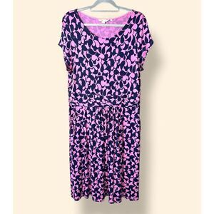 Boden Amelie jersey dress Pink Navy Blue Sz 14R